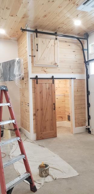 Pine walls and barn doors by Jewell Painting